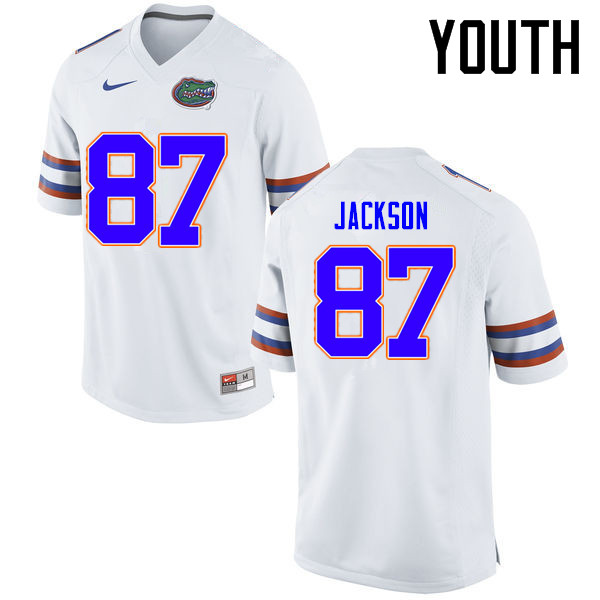 Youth Florida Gators #87 Kalif Jackson College Football Jerseys Sale-White